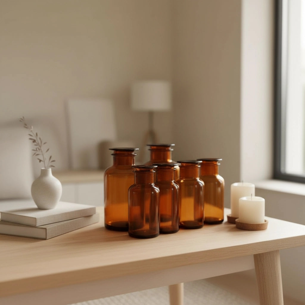 Amber Glass Apothecary Bottles „Vintage Atelier“