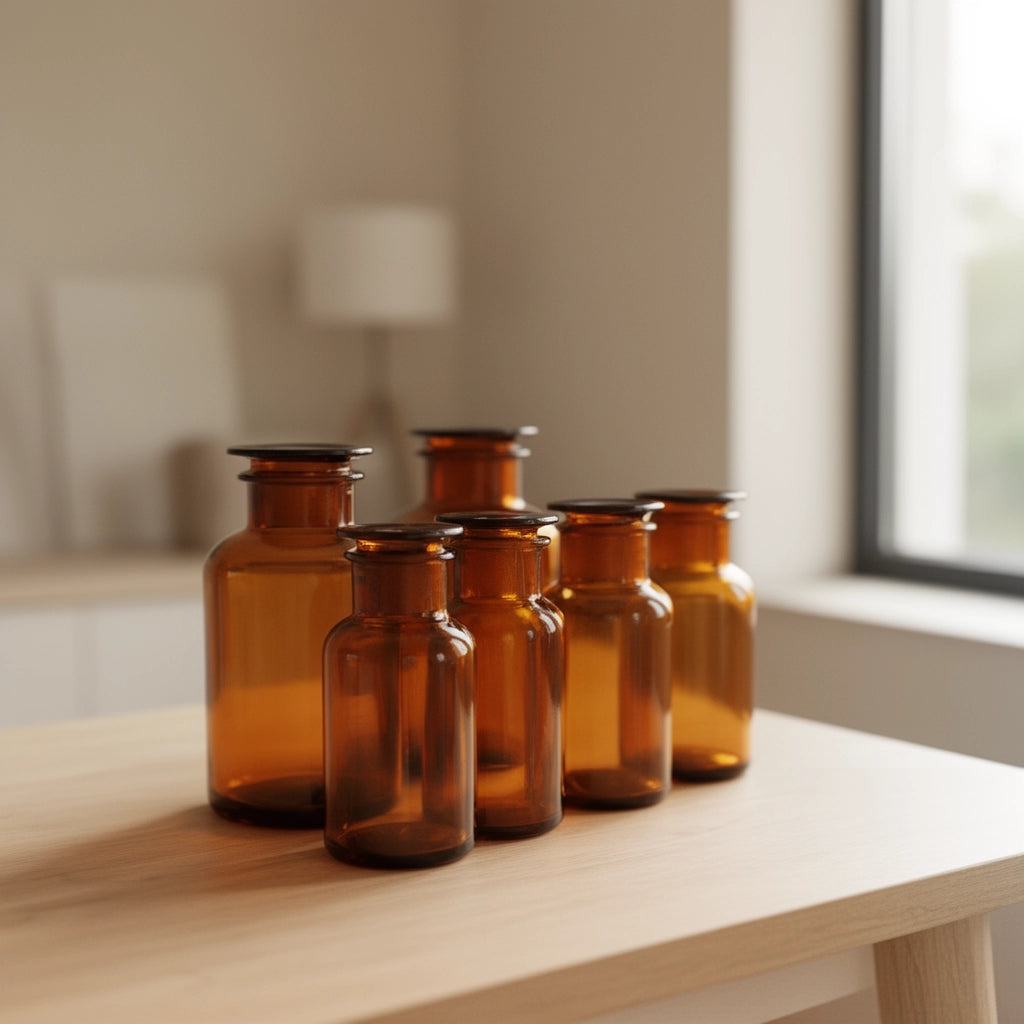 Amber Glass Apothecary Bottles „Vintage Atelier“